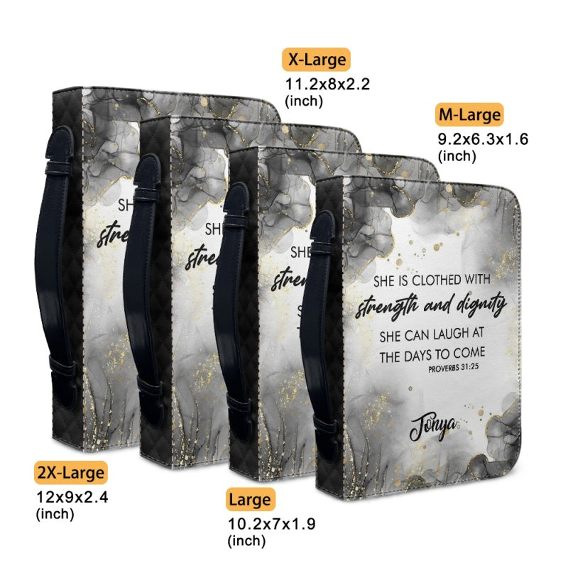 Personalized Proverbs 31:25 Floral Bible Cover