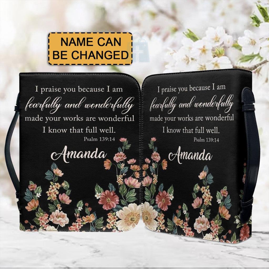 Personalized Floral Psalm 139:14 Bible Cover