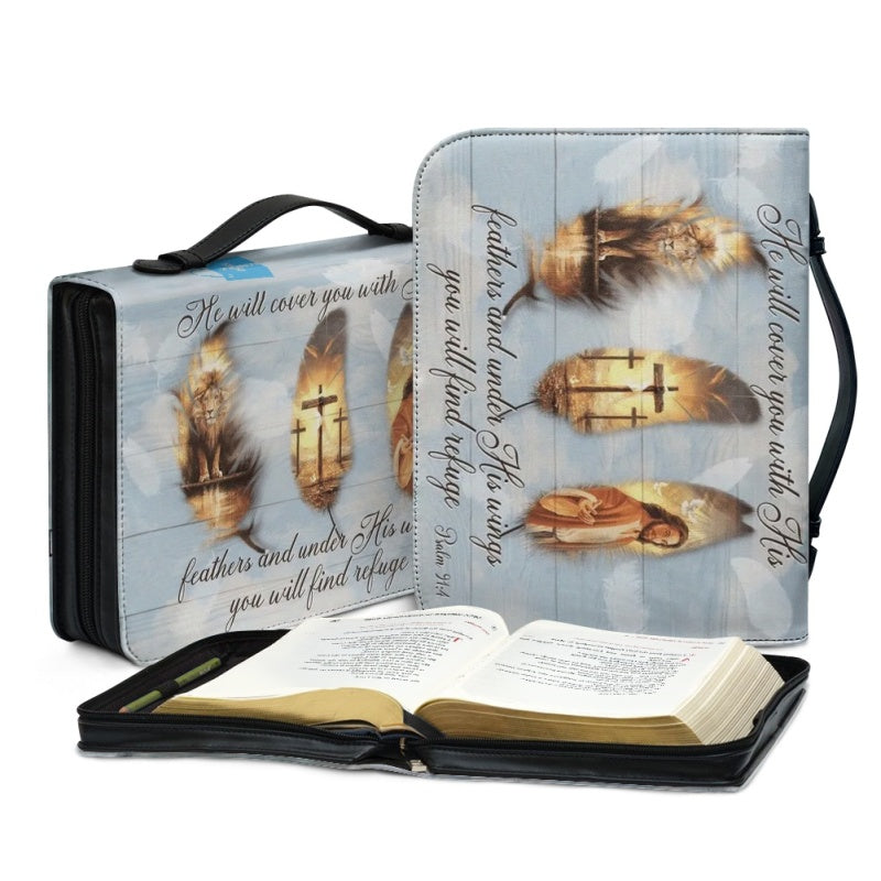 Personalized He Will Cover You Bible Cover