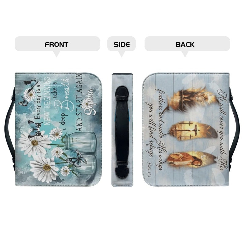 Personalized He Will Cover You Bible Cover