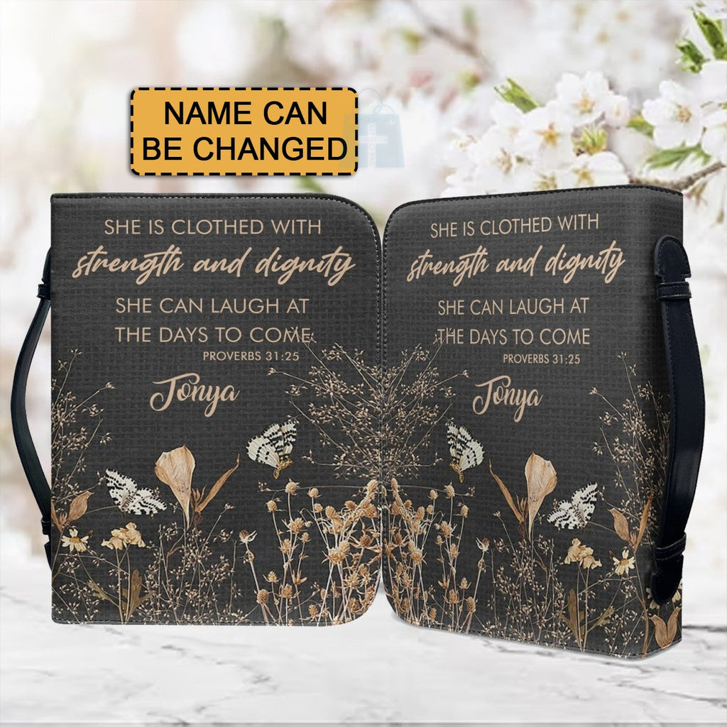 Personalized Strength & Dignity Floral Bible Cover
