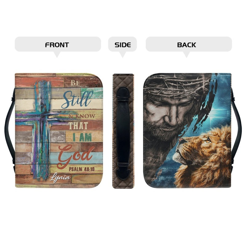 Personalized Lion 'Be Still' Bible Cover