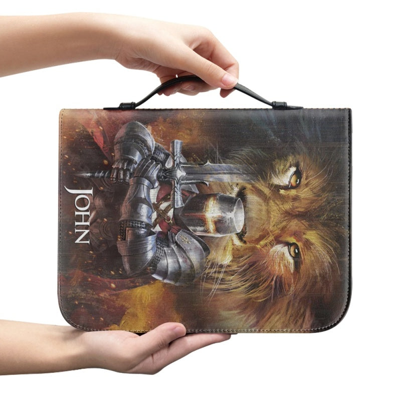 Personalized Lion & Knight Bible Cover Case