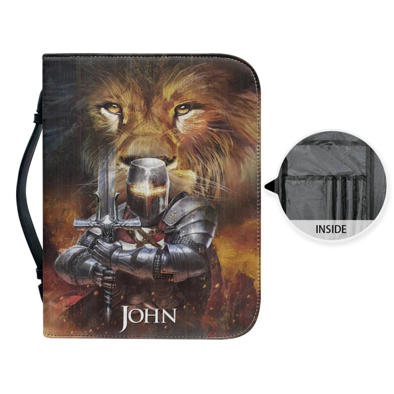Personalized Lion & Knight Bible Cover Case