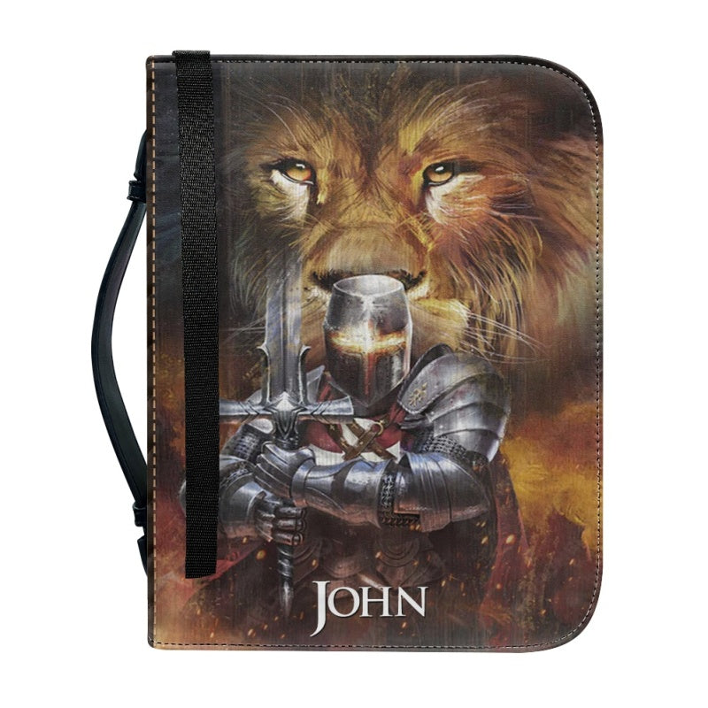 Personalized Lion & Knight Bible Cover Case