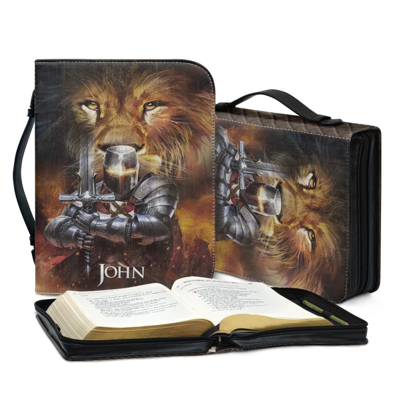 Personalized Lion & Knight Bible Cover Case