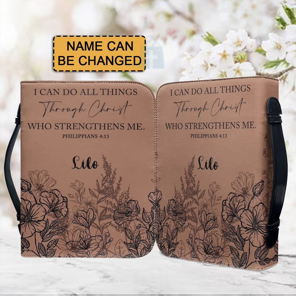Personalized Philippians 4:13 Floral Bible Cover