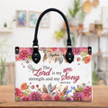 Psalm 118:14 Dragonfly Flower Leather Bag