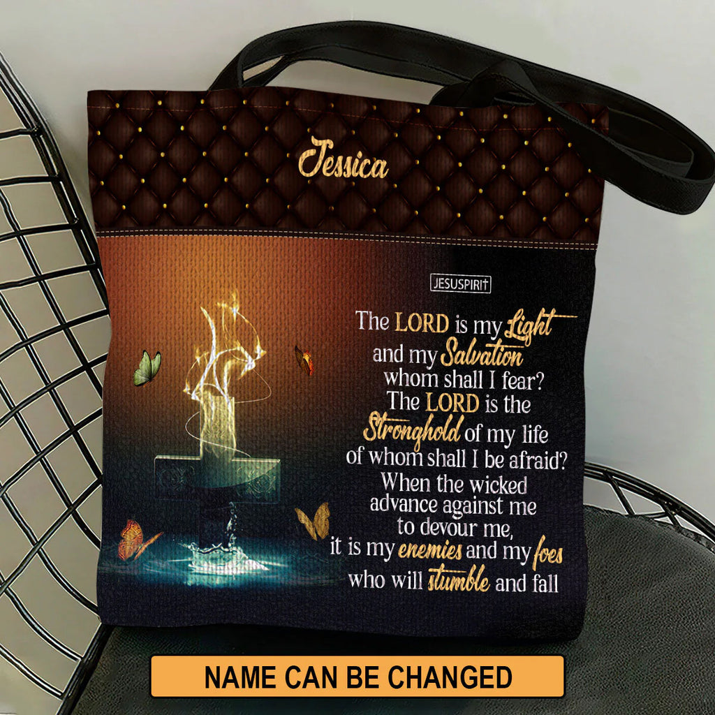 The Lord Is My Light Personalized Leather Tote