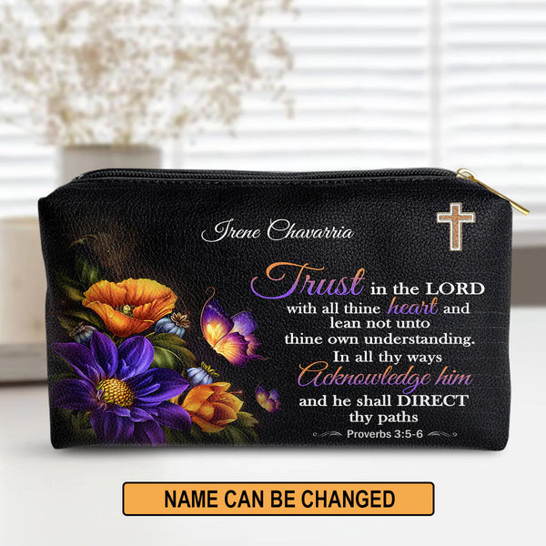 Trust In The Lord Leather Cosmetic Bag