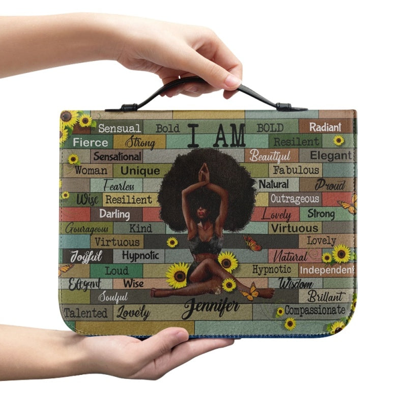 Personalized God Says I Am Sunflower Bible Cover