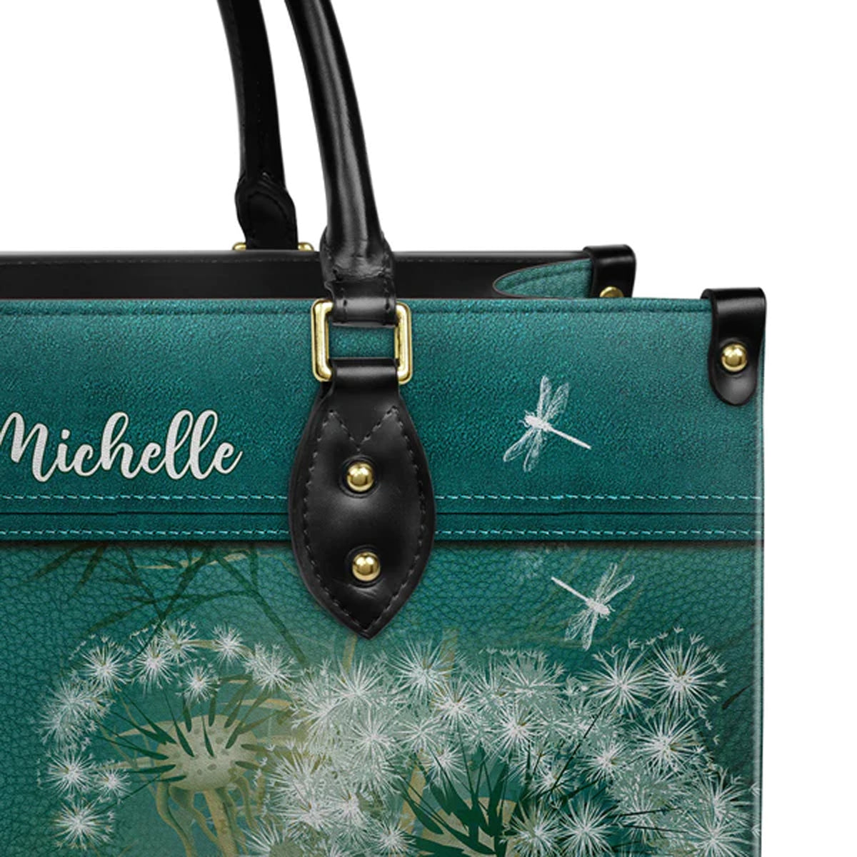 Psalm 37:4 Dandelion Dragonfly Leather Tote