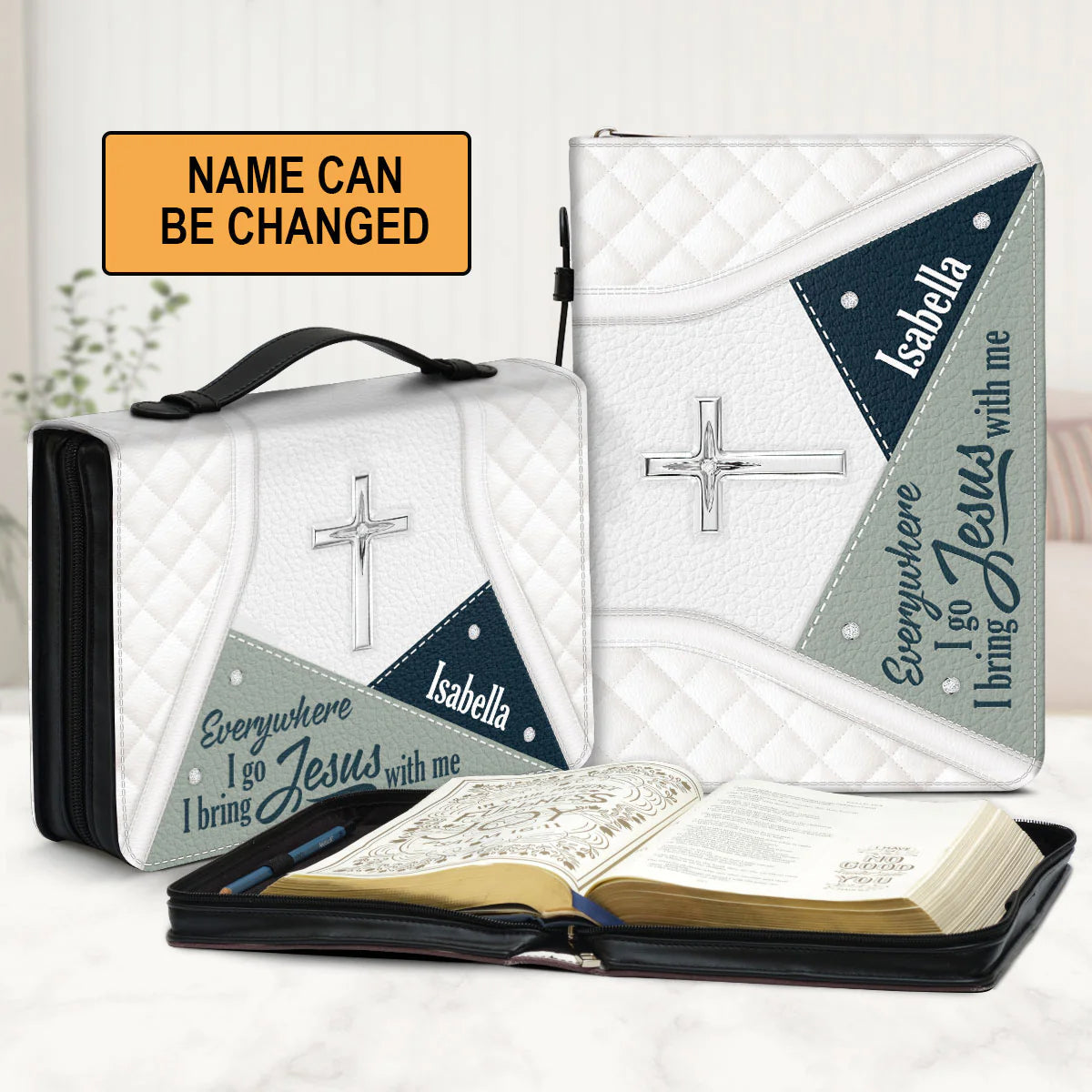 Personalized Everywhere I Go Bible Cover for Women