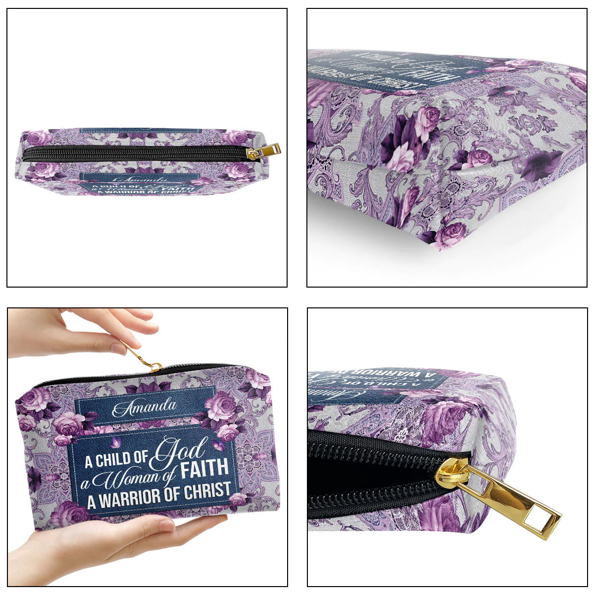 A Child Of God Personalized Leather Cosmetic Bag