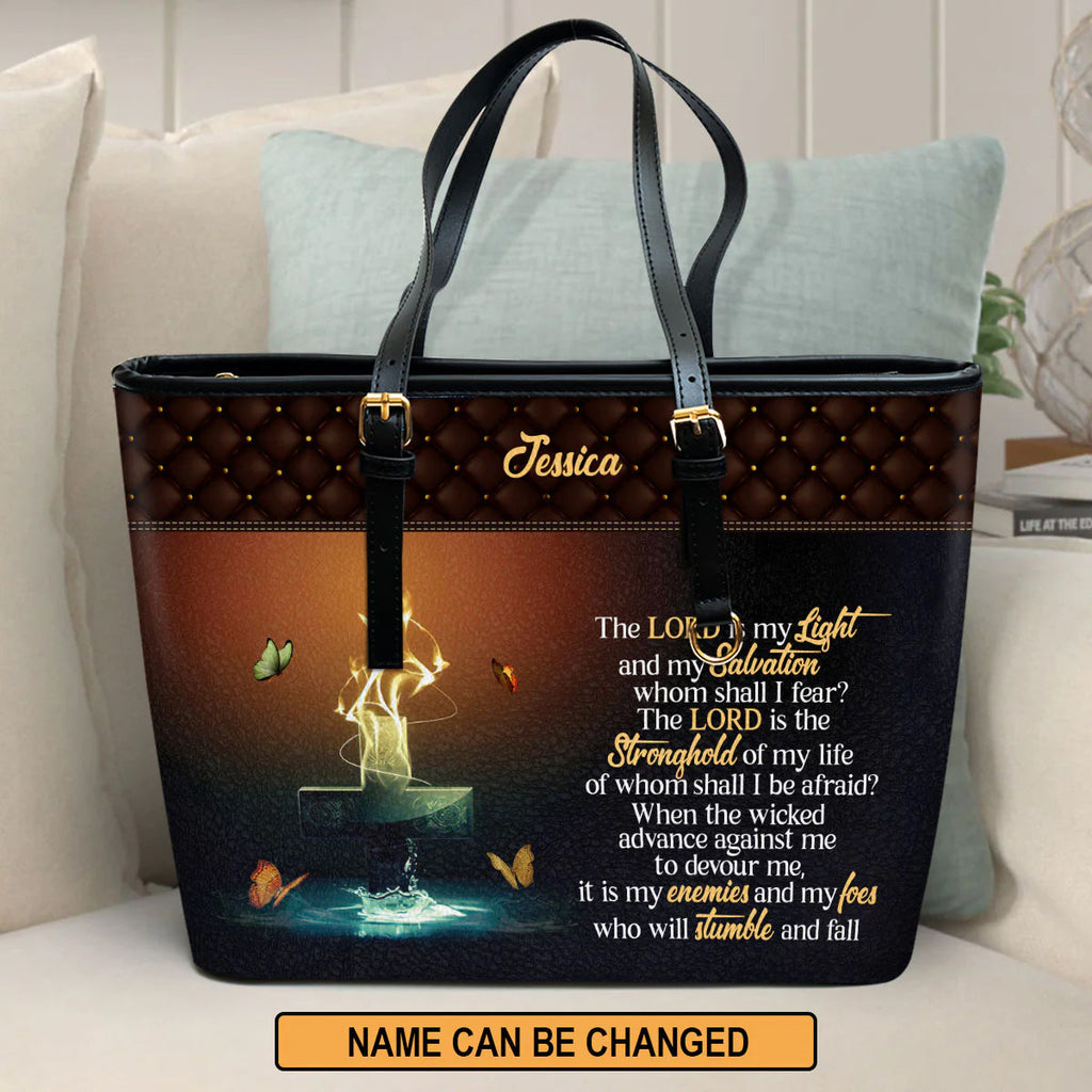 The Lord Is My Light Personalized Leather Tote