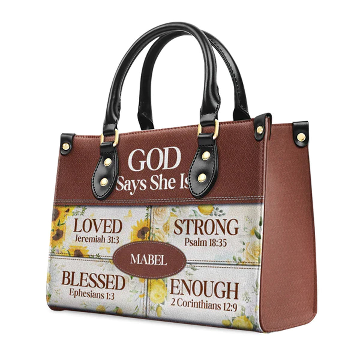 God Says She Is Personalized Leather Tote Bag