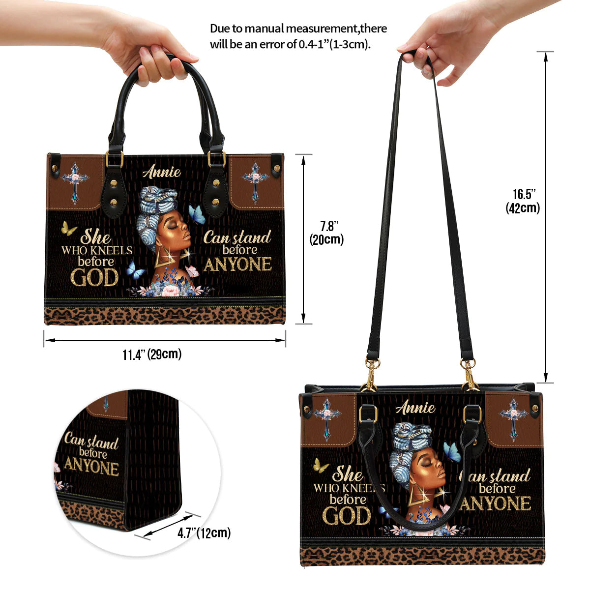 She Who Kneels Before God Leather Tote Bag
