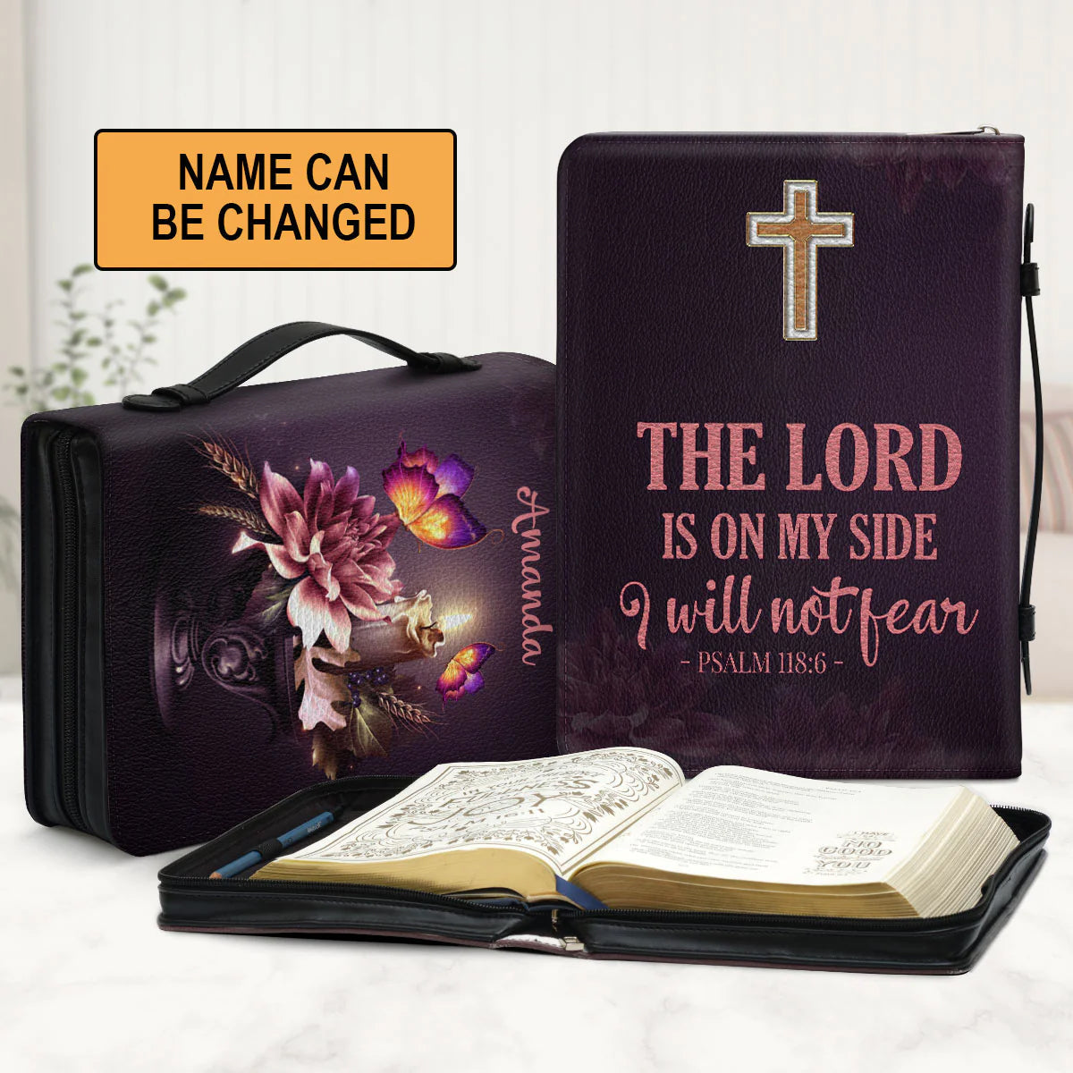 Personalized Psalm 118:6 Butterfly Bible Cover
