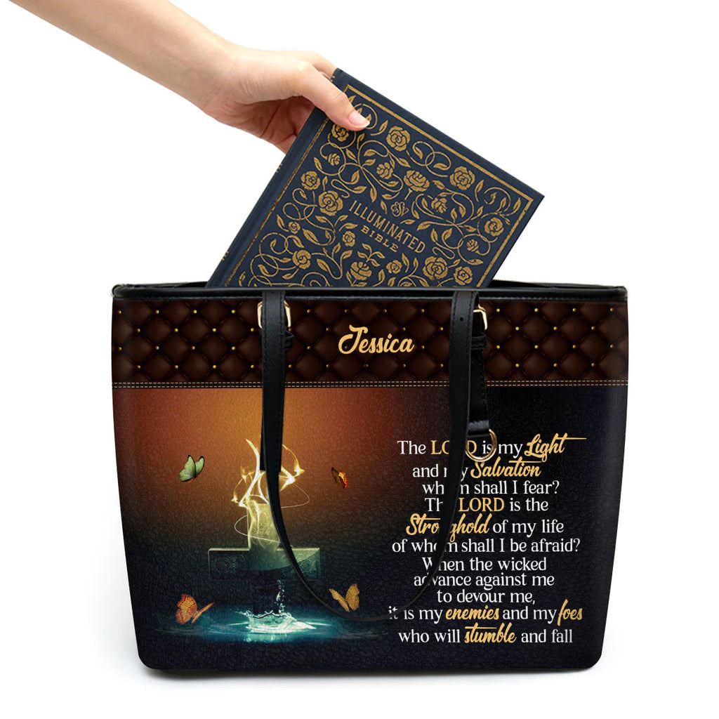 The Lord Is My Light Personalized Leather Tote