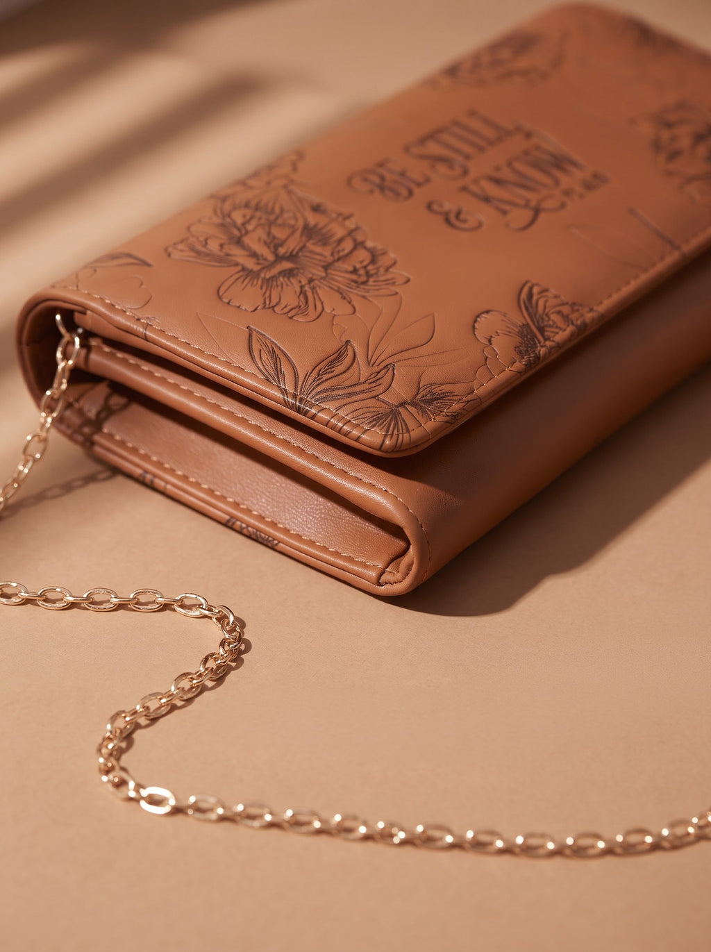 Psalm 46:10 Embossed Leather Crossbody Clutch