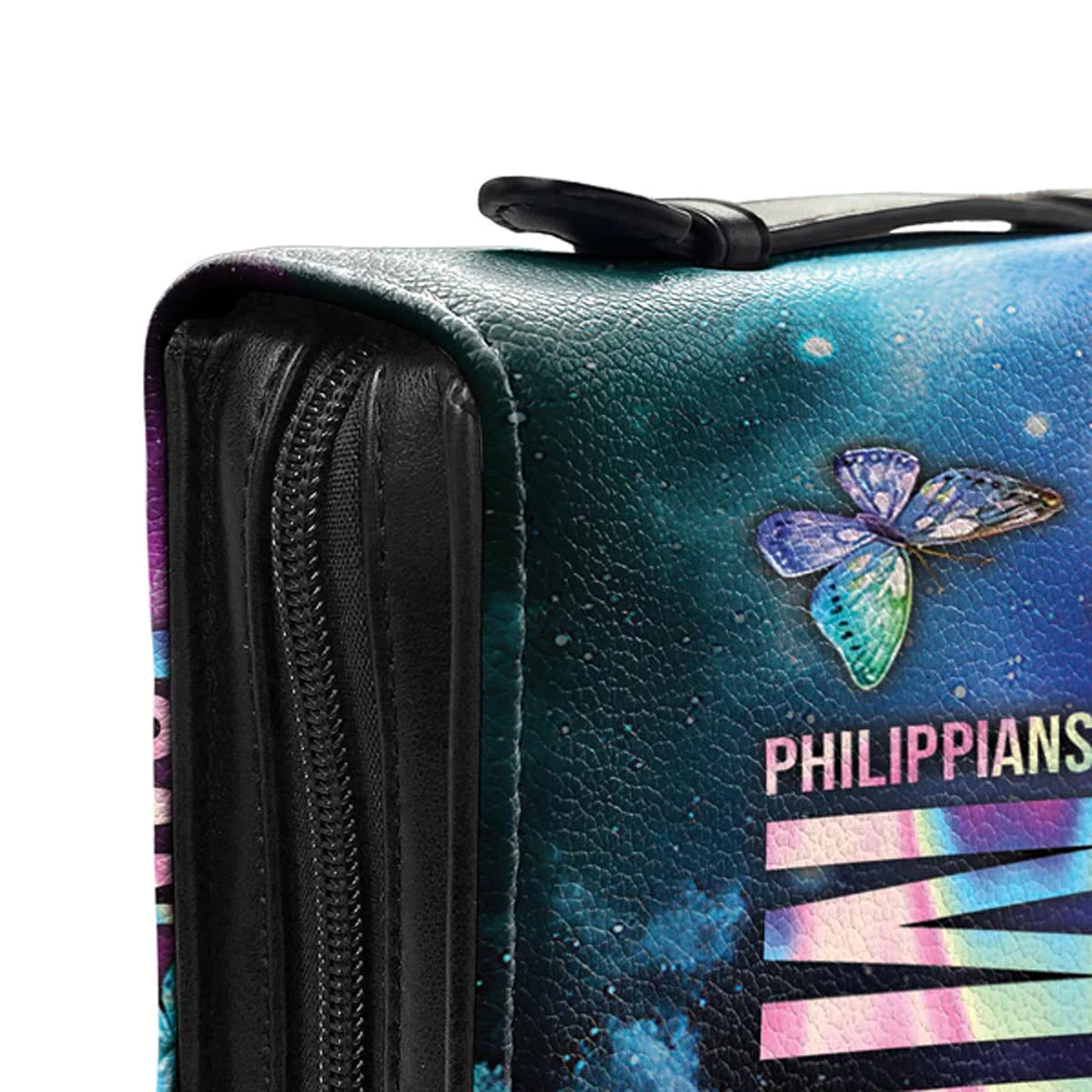 Philippians 4:13 Butterfly Galaxy Bible Cover