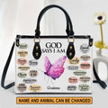 Personalized God Says I Am Leather Tote Bag