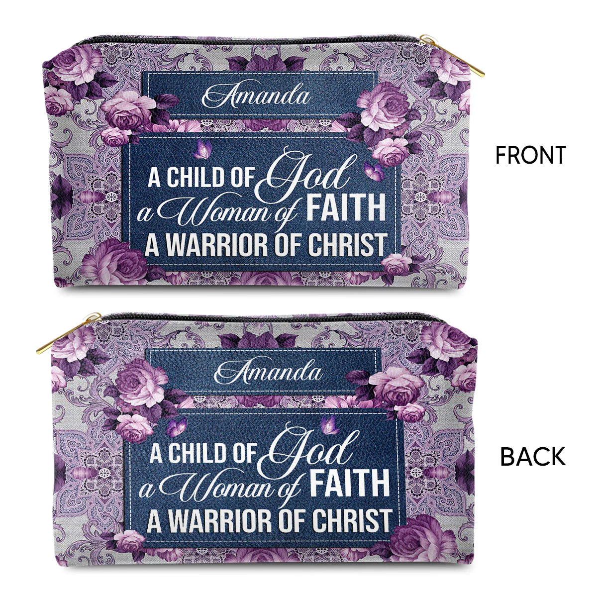 A Child Of God Personalized Leather Cosmetic Bag