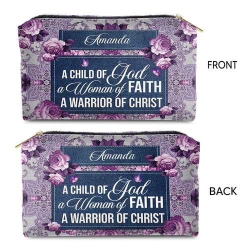 A Child Of God Personalized Leather Cosmetic Bag