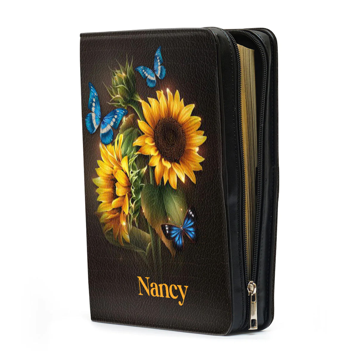 Personalized Sunflower & Butterfly Bible Cover