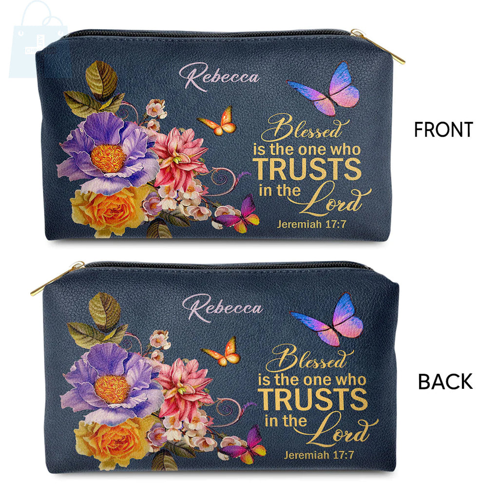 Blessed Woman Jeremiah 17:7 Leather Makeup Bag