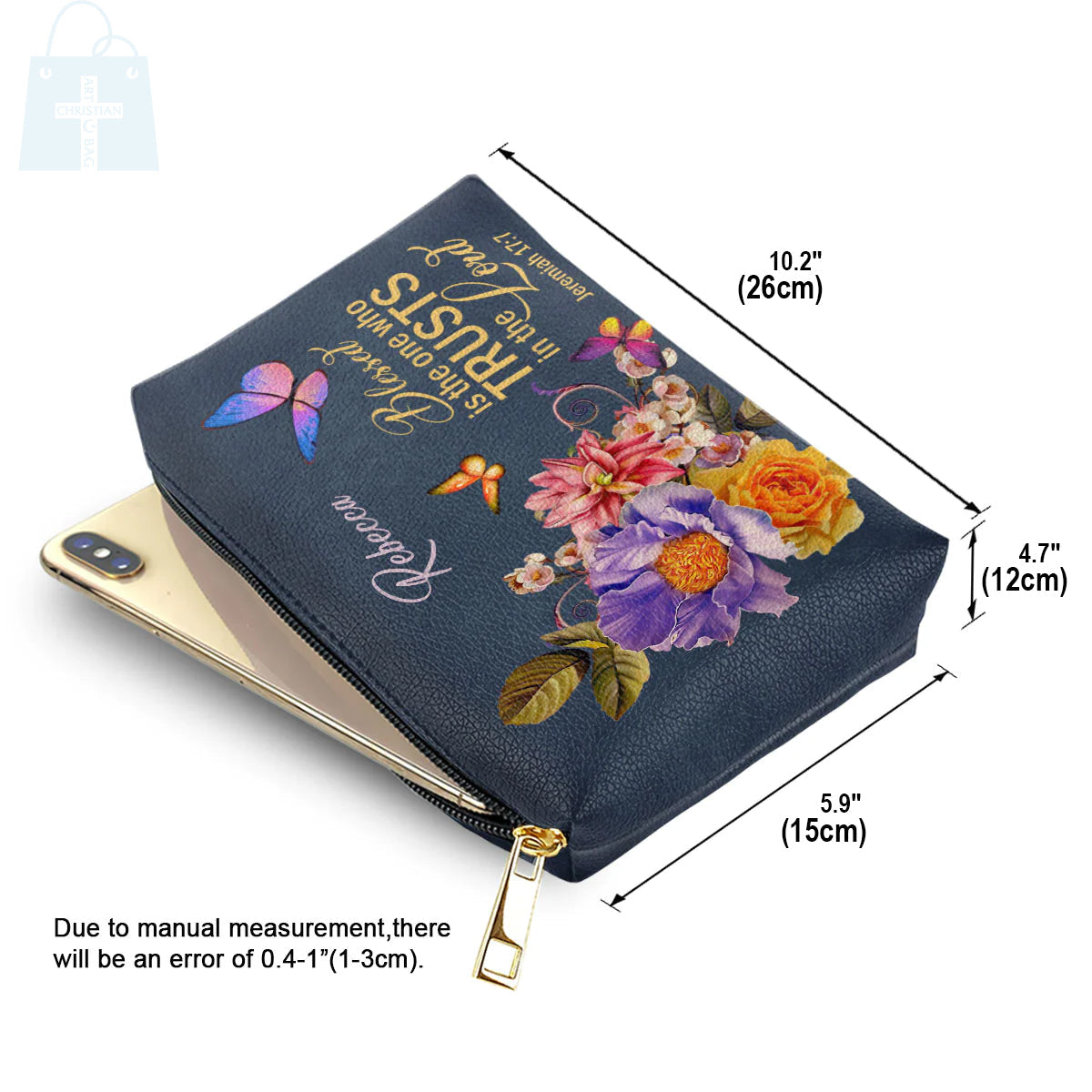 Blessed Woman Jeremiah 17:7 Leather Makeup Bag