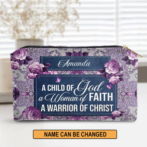 A Child Of God Personalized Leather Cosmetic Bag