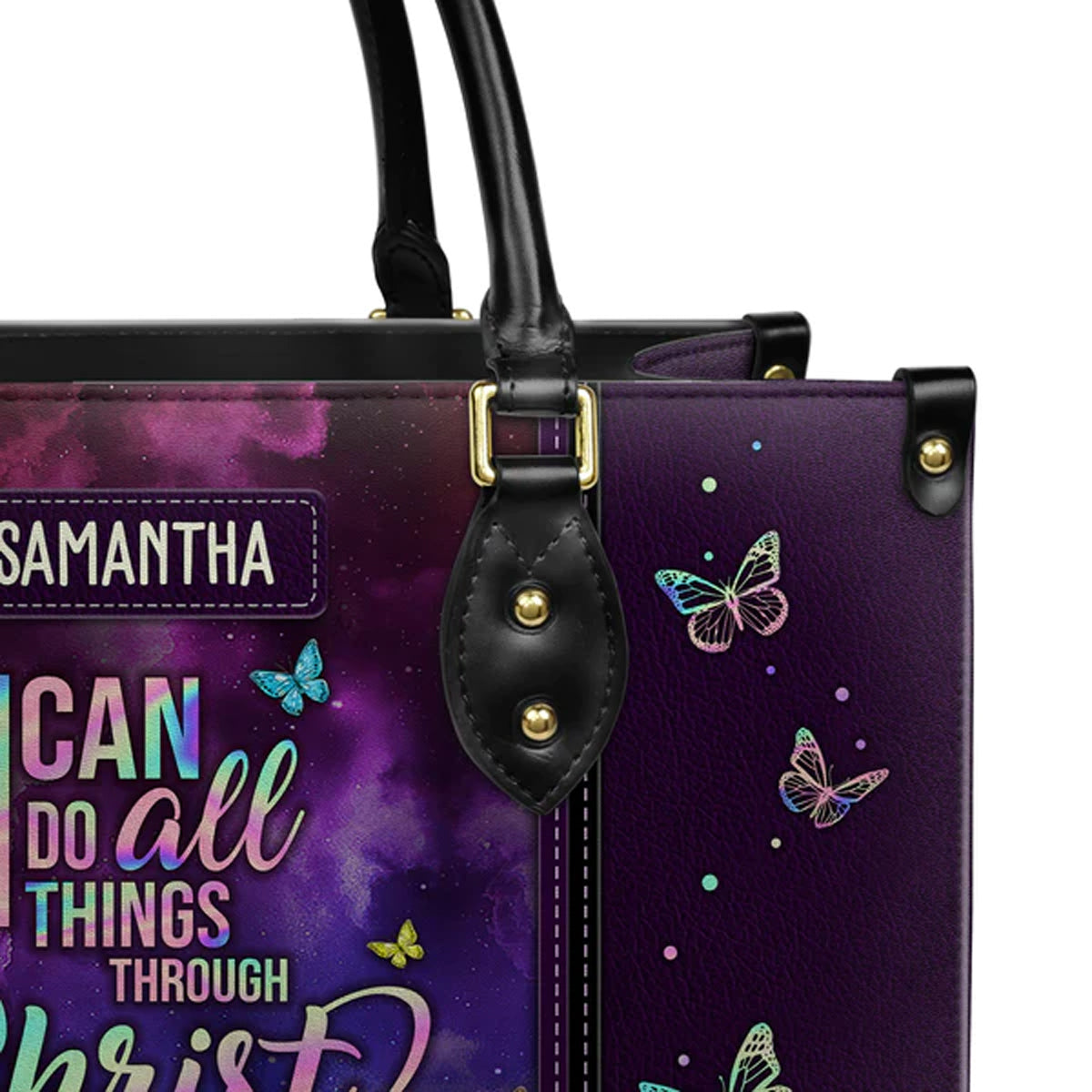 Philippians 4:13 Personalized Leather Tote Bag