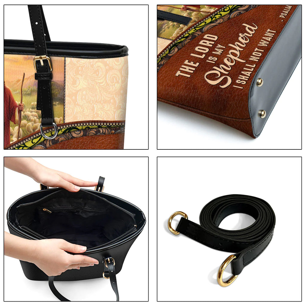Psalm 23:1 Personalized Leather Tote Bag