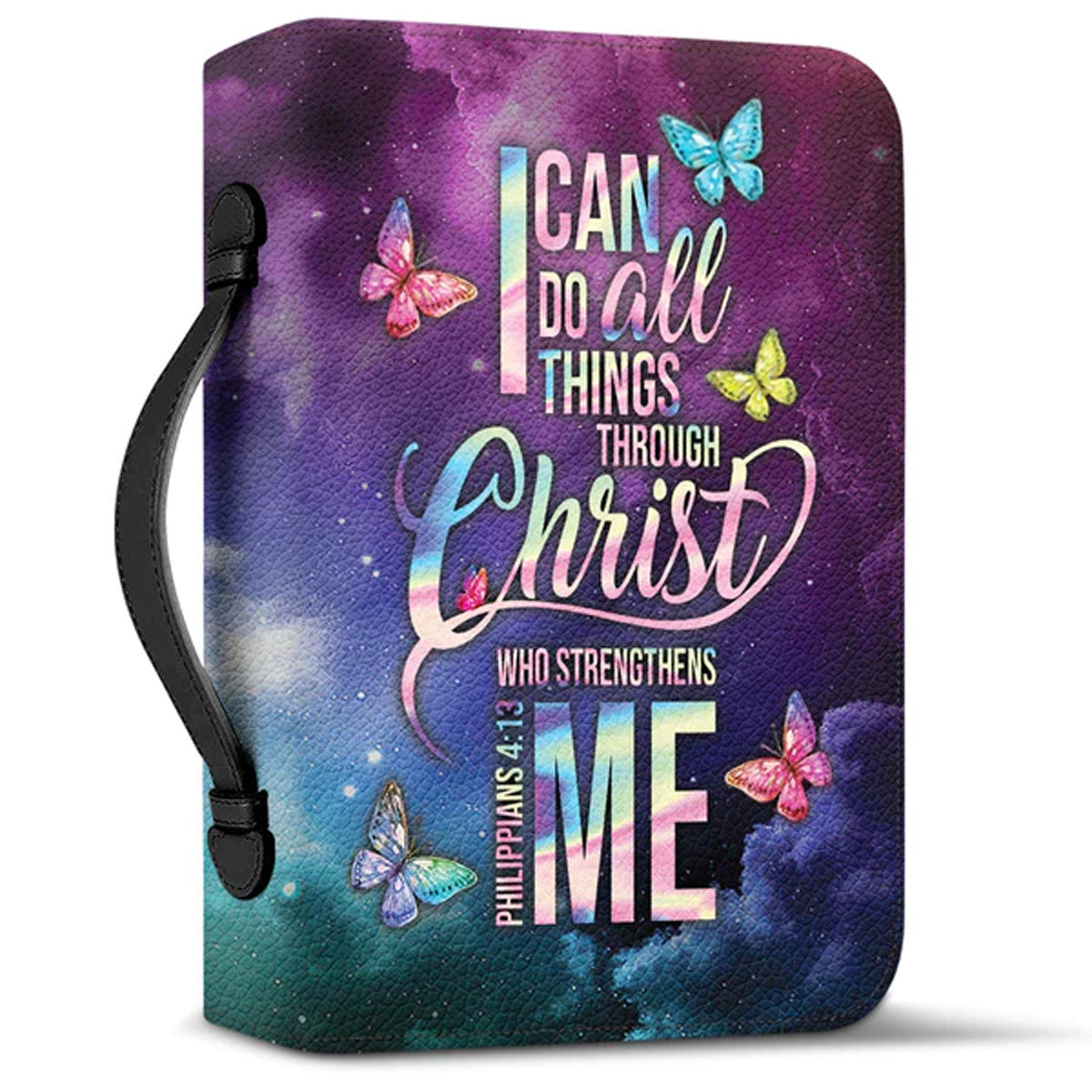 Philippians 4:13 Butterfly Galaxy Bible Cover