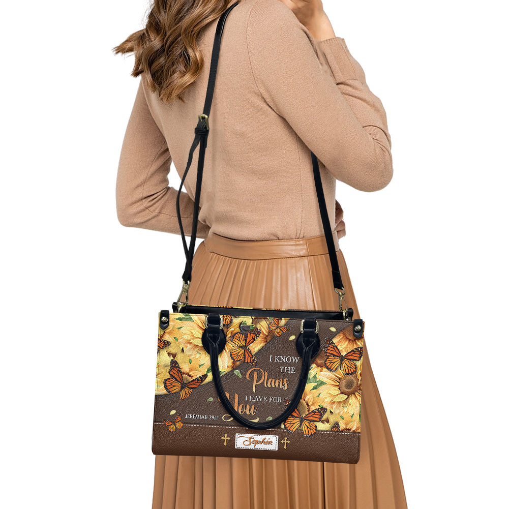 Jeremiah 29:11 Sunflower Butterfly Leather Bag