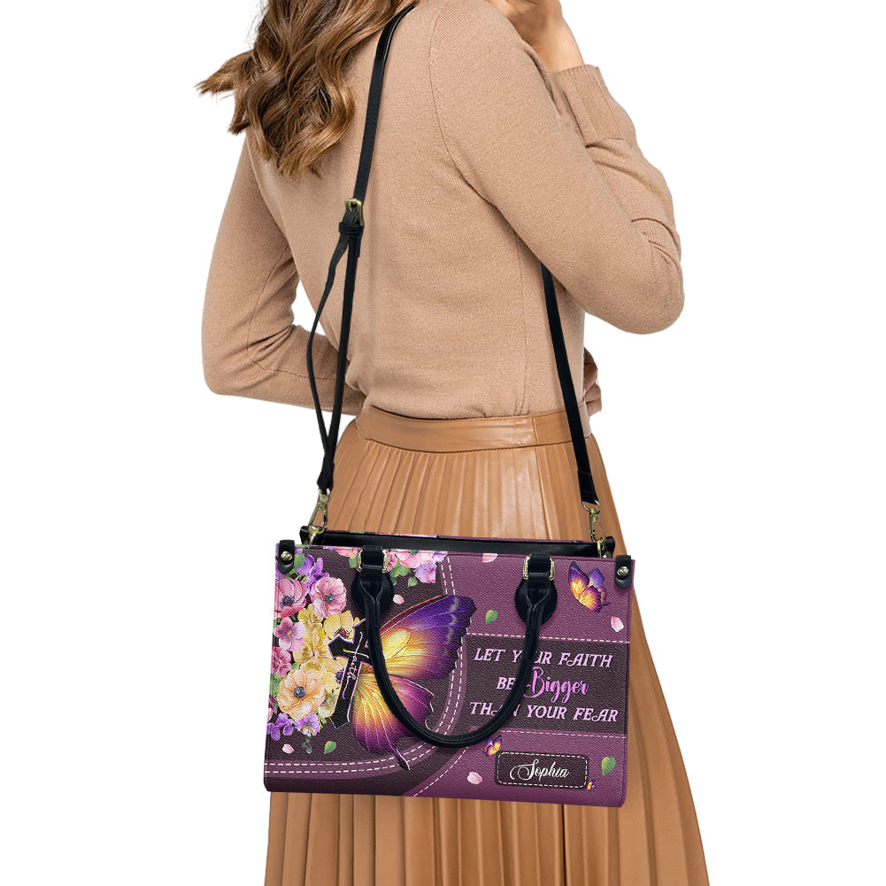 Faith Bigger Than Fear Custom Leather Handbag