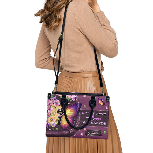 Faith Bigger Than Fear Custom Leather Handbag