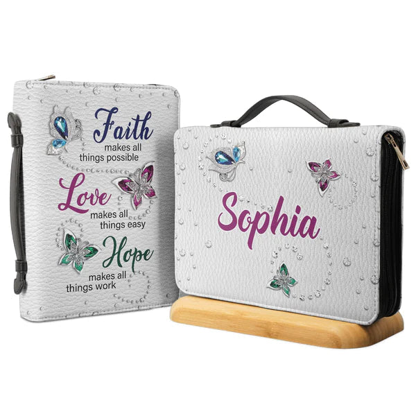 Faith Love Hope Butterfly Personalized Bible Cover