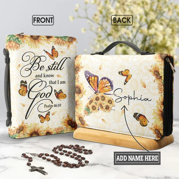 Personalized Butterfly Psalm 46:10 Bible Cover