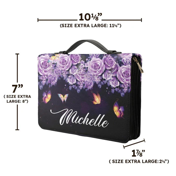Personalized Isaiah 43:2 Purple Rose Bible Cover