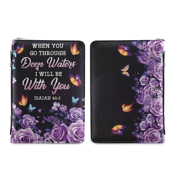 Personalized Isaiah 43:2 Purple Rose Bible Cover