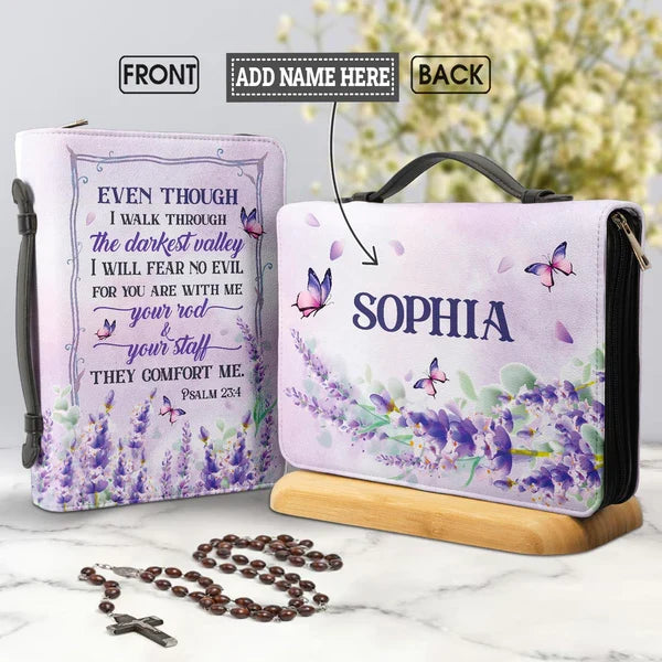 Personalized Psalm 23:4 Floral Bible Cover