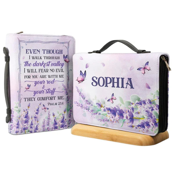 Personalized Psalm 23:4 Floral Bible Cover