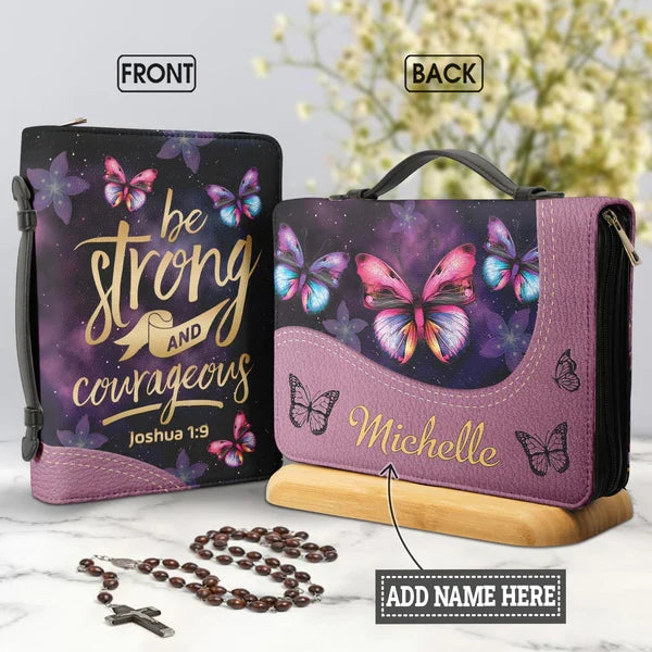Personalized Joshua 1:9 Butterfly Bible Cover