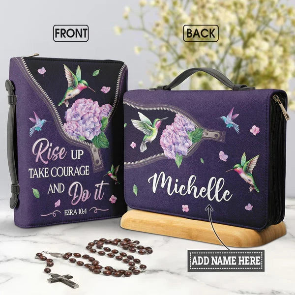 Personalized Ezra 10:4 Hummingbird Bible Cover