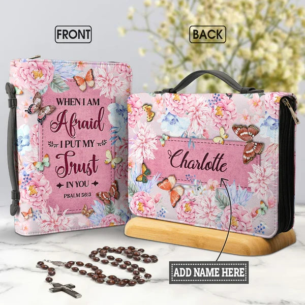 Personalized Butterfly Psalm 56:3 Bible Cover
