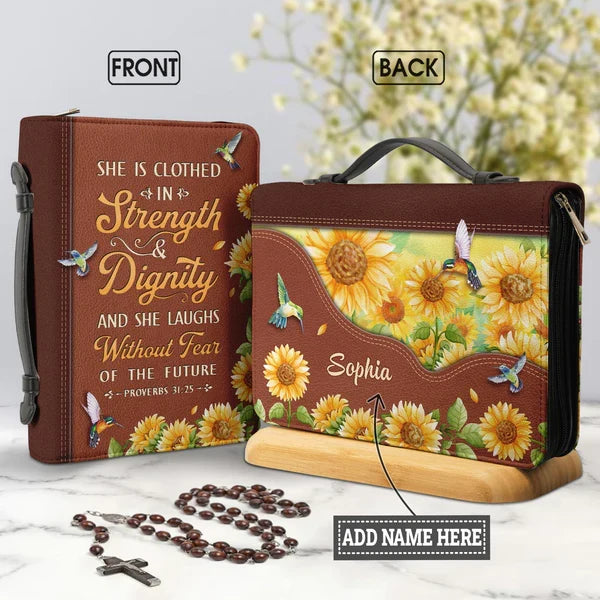 Personalized Proverbs 31:25 Bible Cover
