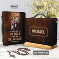 Personalized Psalm 70:5 Lion Bible Cover