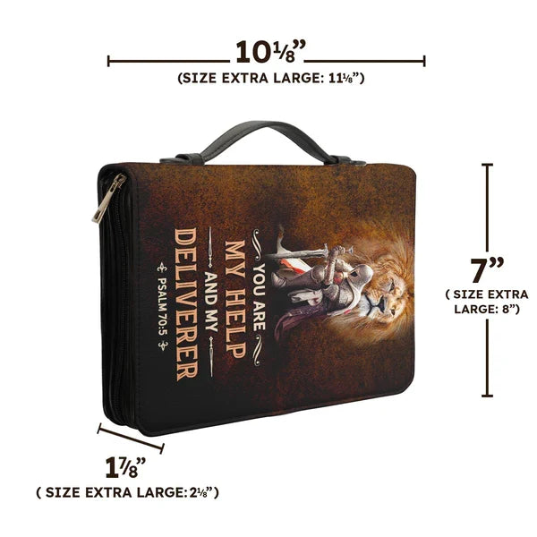 Personalized Psalm 70:5 Lion Bible Cover